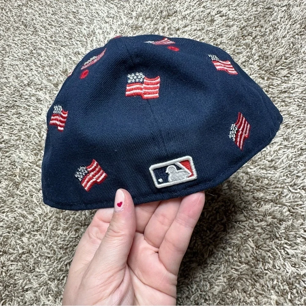 New Era Los Angeles Anaheim Angels USA Flag Fitted Flat Brim Cap In Blue